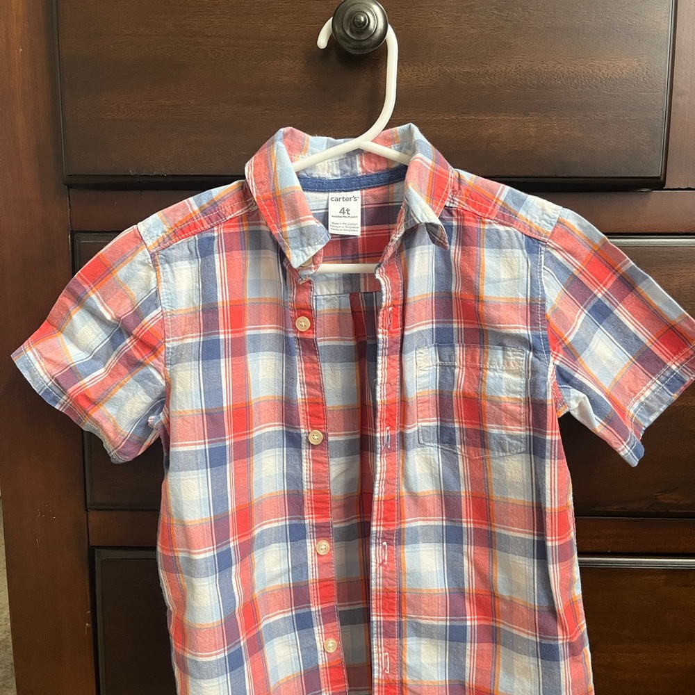 Carter's Plaid Button Down Shirt - Red, Blue, White